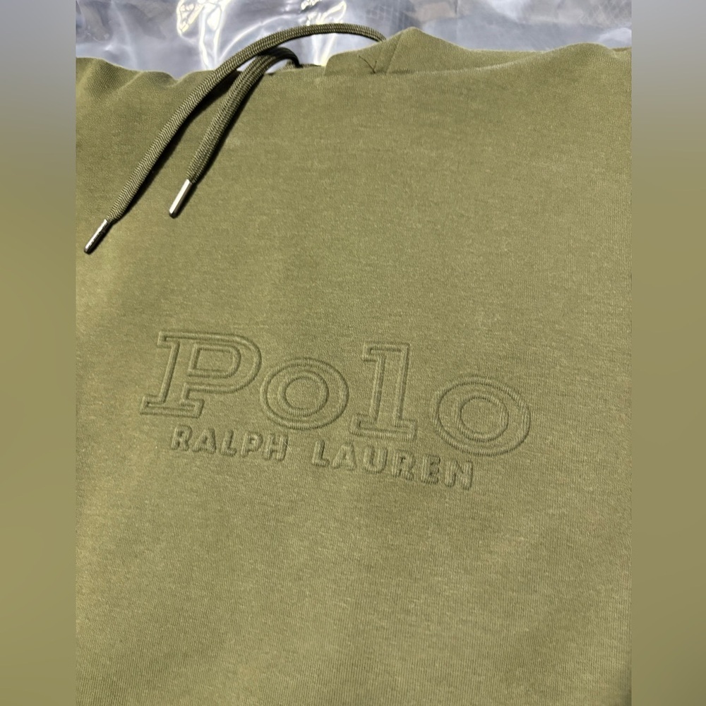 Polo by Ralph Lauren Men's Olive Army Green Logo Embossed Hoodie. Kangaroo 2XB‎